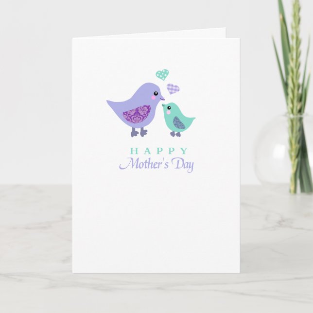 Cute mother bird and child chick mother's day card (Front)