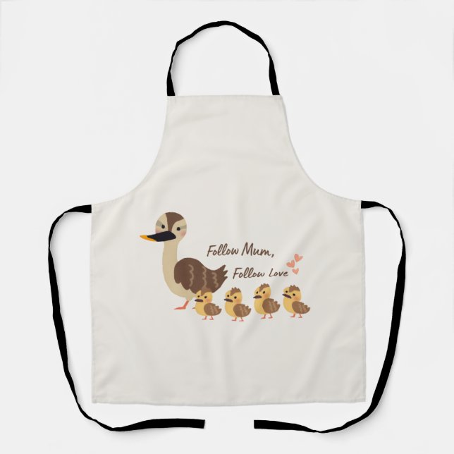 Cute Mother Duck and Ducklings Kitchen Apron (Front)