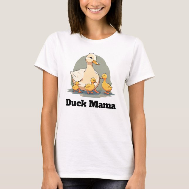 Cute Mother Duck and Ducklings T-Shirt (Front)