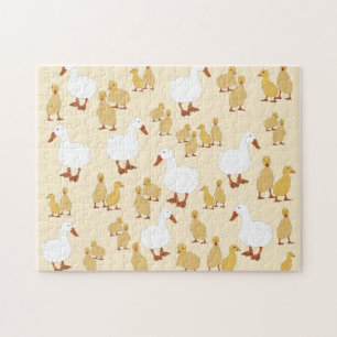 Cute Mother Duck & Baby Duckling Pattern  Jigsaw Puzzle