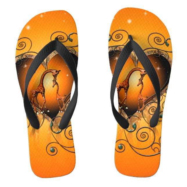 Cute mother giraffe with her child thongs (Footbed)