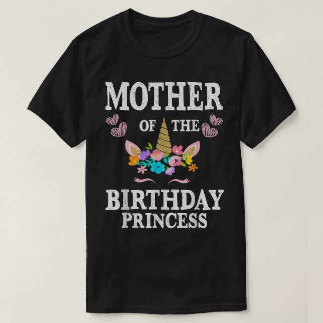 Cute Mother Of The Birthday Princess Unicorn Mom M T-Shirt (Design Front)