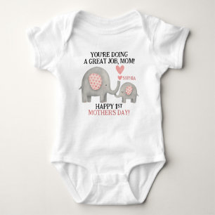 Cute Mother’s Day Gift Mama and Baby Elephant Baby Bodysuit
