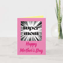 Cute Mother's Day Card, Super Mum Theme