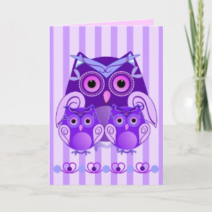 Cute Mother's day card with Owls and text