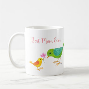 Cute Mother's Day Gift Mama Bird Baby Bird Flower Coffee Mug
