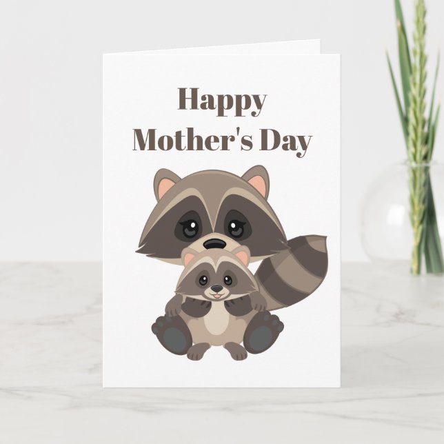 Cute Mother's Day Holiday racoon Card (Front)