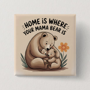 Cute Mothers Day Mama Bear 15 Cm Square Badge