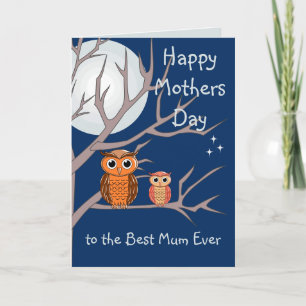 Cute Mothers Day Owls Folded Greeting Card