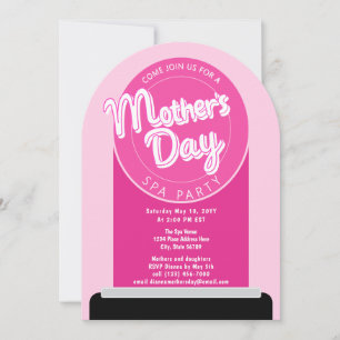 Cute Mothers Day Spa Party Pink Lipstick Invitation