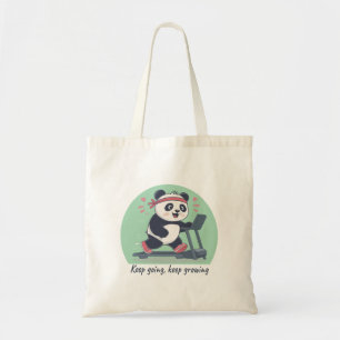 Cute Motivational Panda on Treadmill Tote Bag