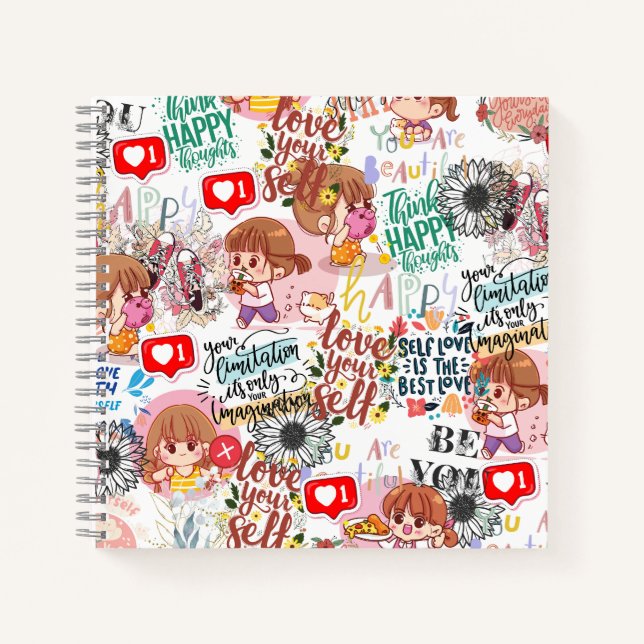 Cute Motivational – Positive Quote Kawaii  Notebook (Front)