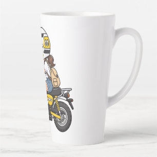 Cute Motorcycle Girl – Yellow Mini Bike Cartoon De Latte Mug