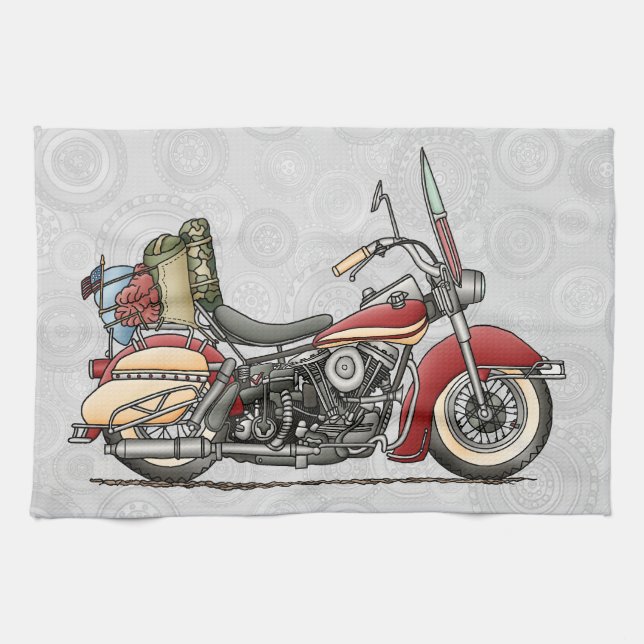 Cute Motorcycle Tea Towel (Horizontal)