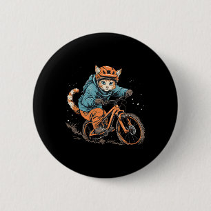 Cute Mountain Bike Cat On Mountain Biker Men Women 6 Cm Round Badge