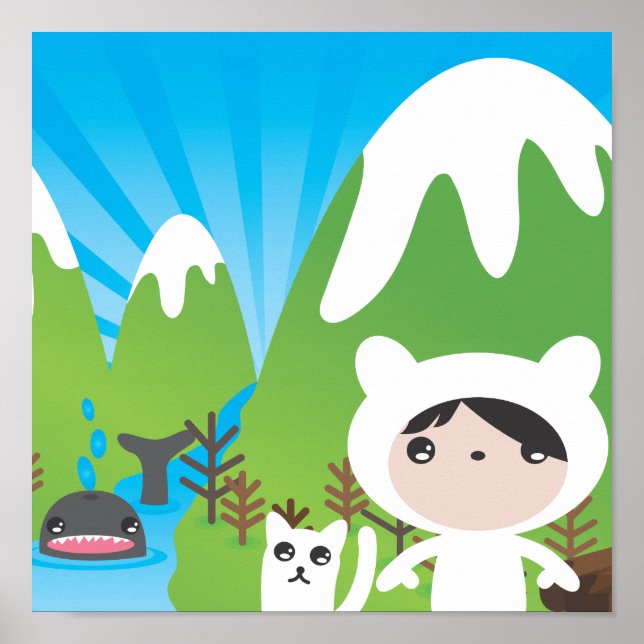 Cute mountain illustration poster for Kids Bedroom (Front)