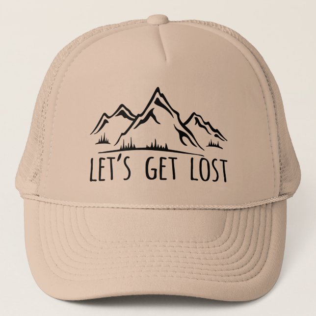 Cute Mountains let's get lost words hat (Front)