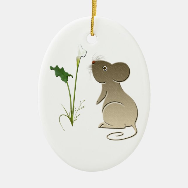Cute Mouse and Calla lily Ornament (Front)