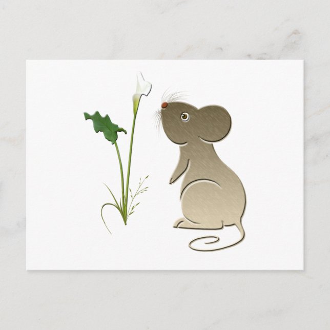 Cute Mouse and Calla Lily Postcard (Front)