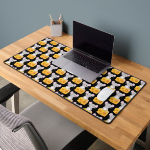 Cute Mouse and Cheese Pattern Themed Desk Mat