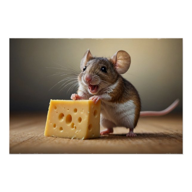 Cute Mouse and Cheese Poster (Front)