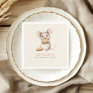 Cute Mouse and Cookies 5th Birthday Party Napkin