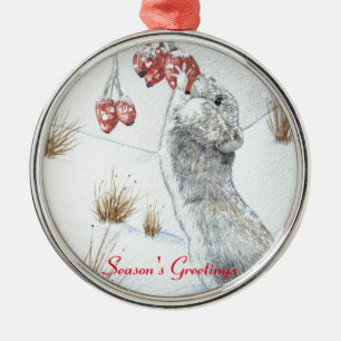 cute mouse and red berries snow scene wildlife art metal tree decoration