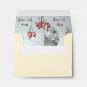 Cute mouse and red berries snow scene wildlife envelopes