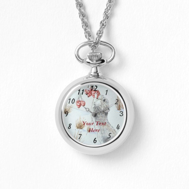 cute mouse and red berries snow scene wildlife watch (Front)