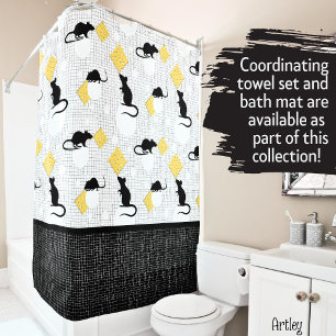 Cute Mouse and Swiss Cheese Bubbles Black White Shower Curtain