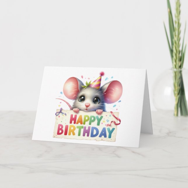Cute Mouse Birthday Card  (Front)