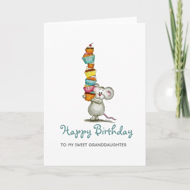 Cute Mouse Birthday Cards for Granddaughter (Front)