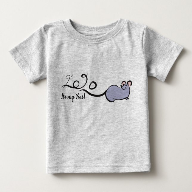 Cute Mouse Cartoon Lunar Rat New Year 2020 Baby 2 Baby T-Shirt (Front)
