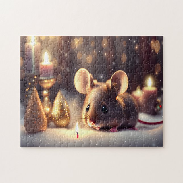 Cute mouse celebrates Christmas  Jigsaw Puzzle (Horizontal)