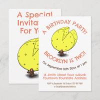Cute mouse cheese birthday cartoon invitation