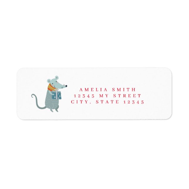 Cute Mouse Christmas Return Address Label (Front)
