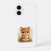 Cute Mouse Coffee iPhone 16 Case Kawaii