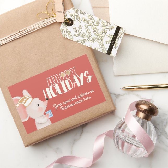 Cute mouse cookie Santa hat Rectangular Sticker (Gifting)