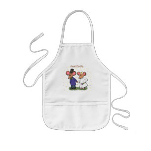 Cute mouse couple cartoon illustration kids apron