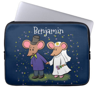 Cute mouse couple cartoon illustration laptop sleeve