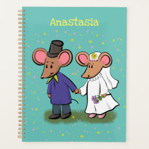 Cute mouse couple cartoon illustration planner
