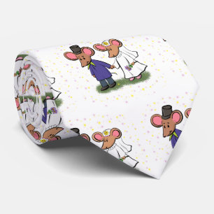 Cute mouse couple cartoon illustration tie