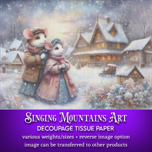 Cute Mouse Couple In Quaint Village Decoupage Tissue Paper (Creator Uploaded)