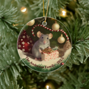 Cute Mouse custom text Metal Ornament