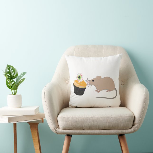 Cute Mouse Eating Halloween Eyeball Cupcake Cushion (Chair)