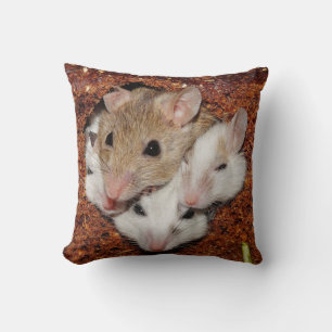 Cute Mouse Family in a Loaf of Bread Cushion