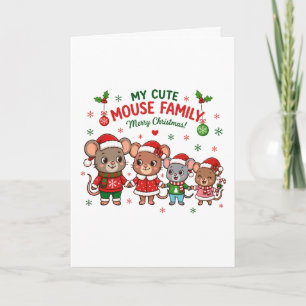 Cute Mouse Family Merry Christmas Card