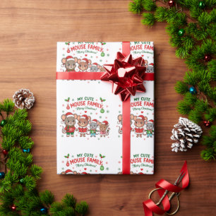 Cute Mouse Family Merry Christmas Wrapping Paper
