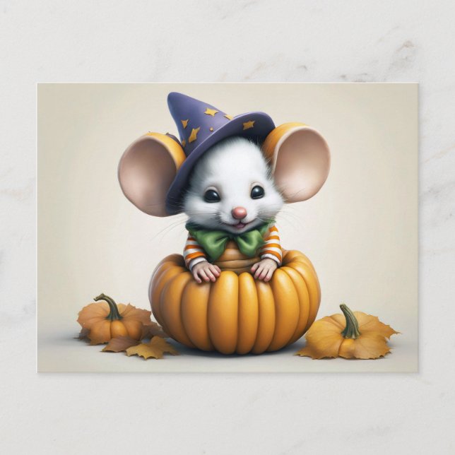 Cute mouse halloween autumn Hello miss you card  (Front)