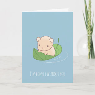 Cute Mouse Hamster Floating Lonely Blank Card